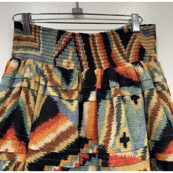 Lauren Ralph Lauren Southwestern Print Ruffle Skirt Colorful Western Global Boho - Picture 4 of 7